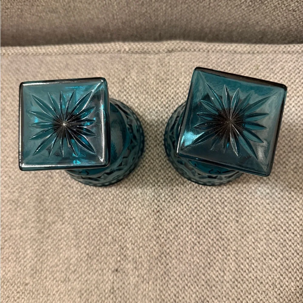 Indiana Glass Colony Park Lane footed teal goblets